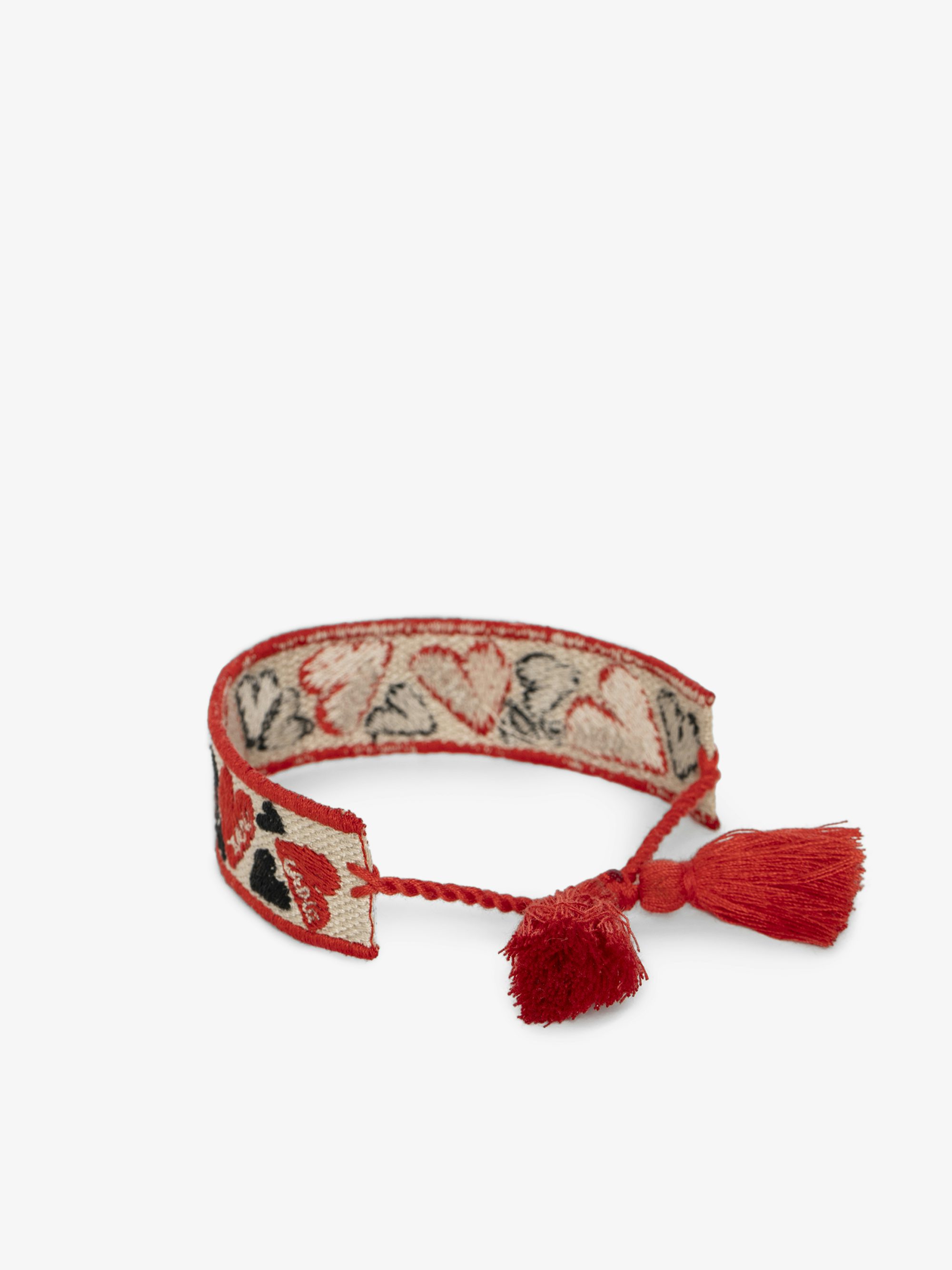 Zadig Woven Heart Bracelet - Woven polyester bracelet with embroidery.